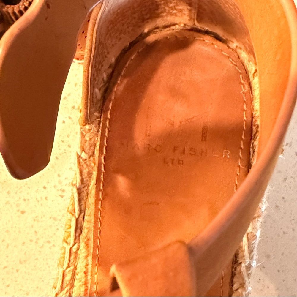 Marc Fisher Mlannie Tan Leather Espadrille Wedge Ankle Strap Sandal Size 5.5 - Picture 9 of 9